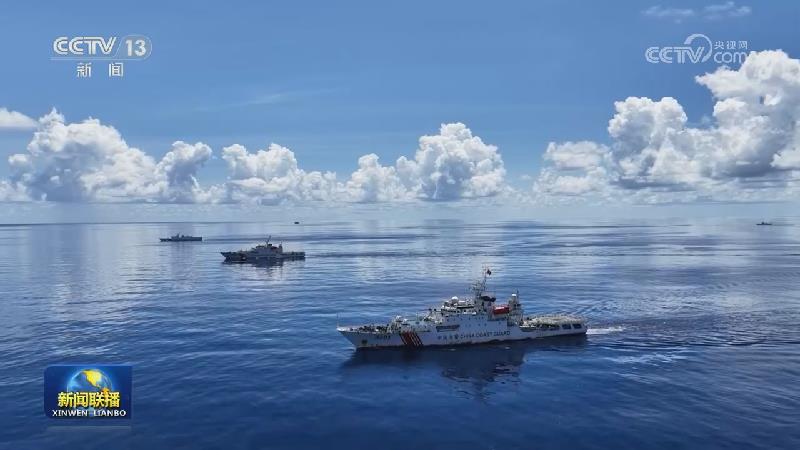 解放军南部战区位黄岩岛周边海空域组织海空联合演训 中国海警在黄岩岛附近海域组织维权执法管控演练