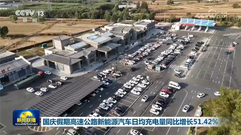 国庆假期高速公路新能源汽车日均充电量同比增长51.42%